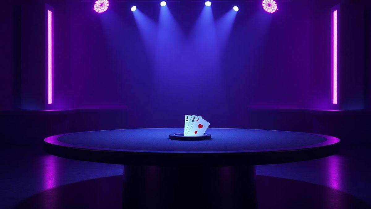 Mørkt livecasino-studie med spotlys